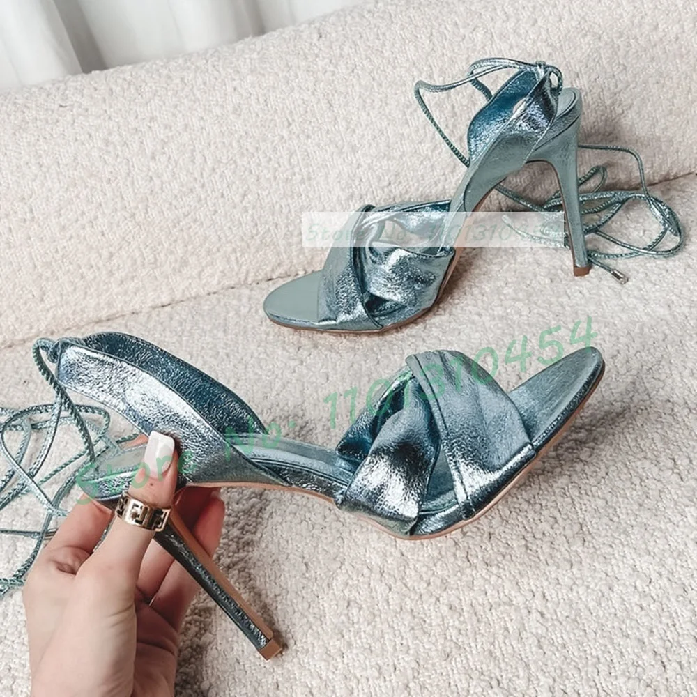 Metallic Blue Wrap Heeled Sand - Crossfit Ladies 评论和价格