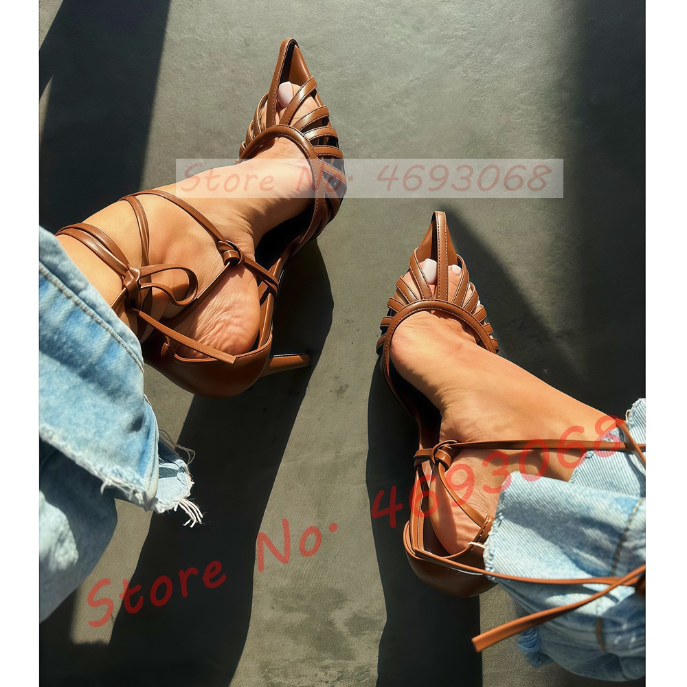 Brown Pointy Toe Caged Sandals - Crossfit Ladies 评论和价格